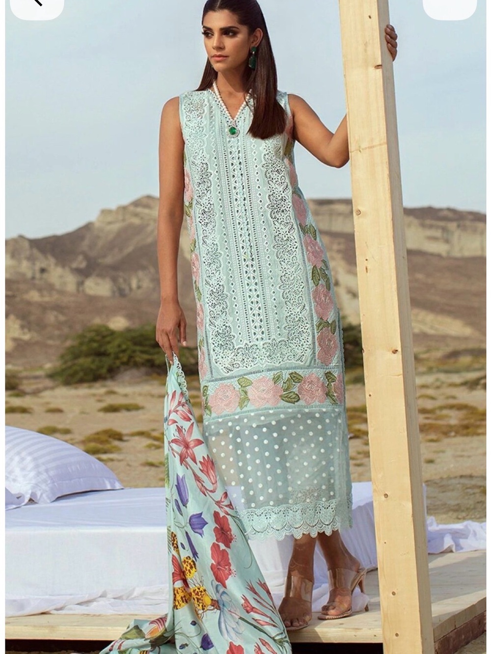 Crimson lawn embroidered pakistani dress